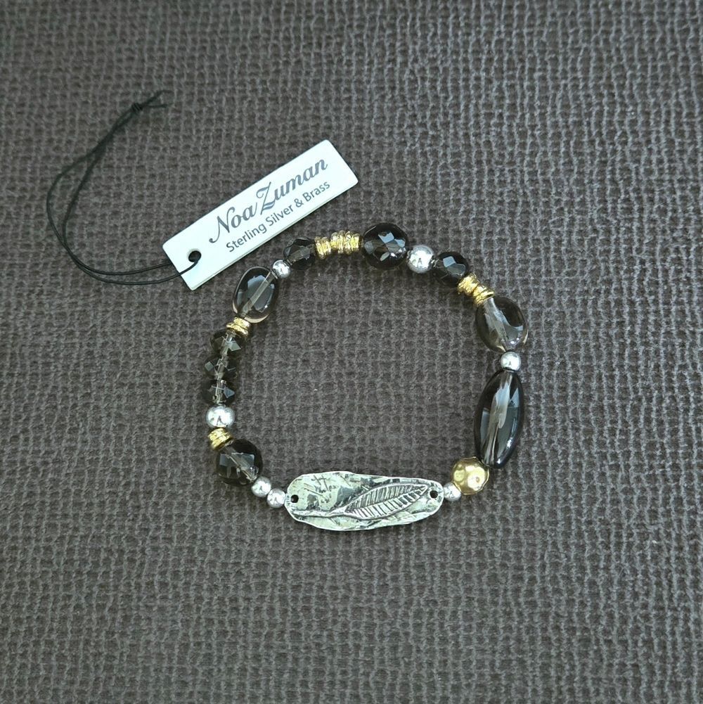 Noa Zuman Simulated Smokey🔥 Quartz Stretch Bracelet - NWT - Picture 2 of 16